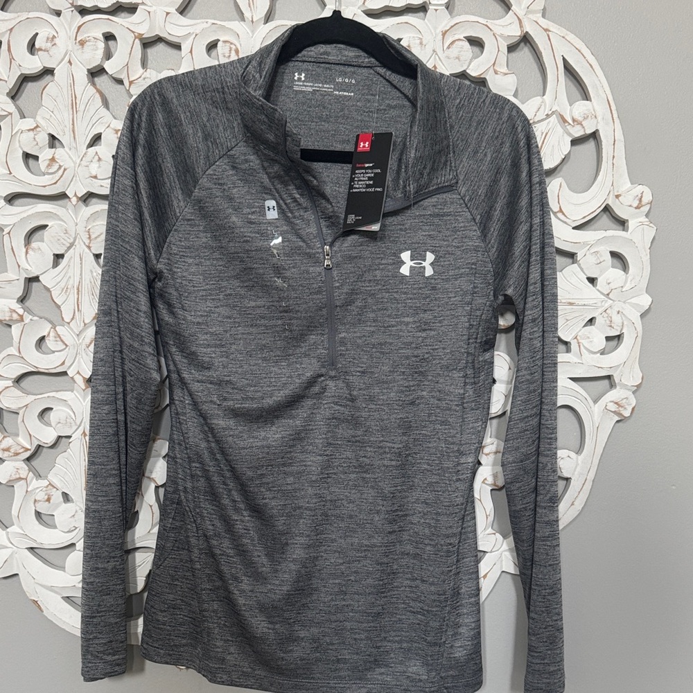 Under Armour Women's Heather Gray Quarter-Zip Performance Top